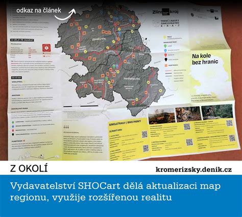 Mapa s vyznačenými cyklostezkami a turistickými trasami.