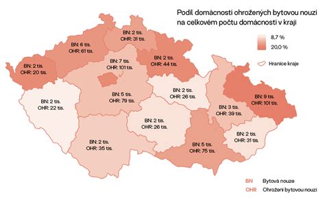 Infografika s klíčovými čísly o bytové nouzi v ČR (počet dětí, lidí na ubytovnách)