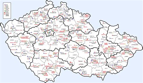 mapa České republiky s vyznačenými regiony západních Čech