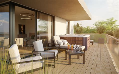 Vizualizace interiéru moderního bytu 3+kk s balkónem