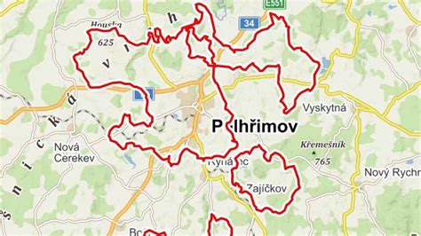 Mapa lokality Chvojno u Pelhřimova s vyznačením pozemku