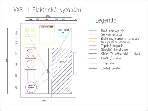 Půdorys nebytového prostoru s označením místností, koupelen, WC a technické místnosti.