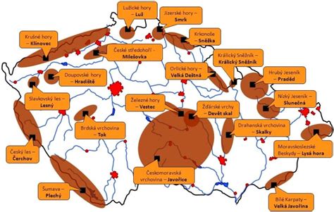 Mapa s vyznačenou lokalitou Světlá u Hořiček a okolními rekreačními oblastmi (Krkonoše, Orlické hory)