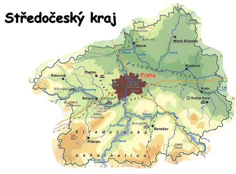 Mapa Středočeského kraje s vyznačeným okresem Mladá Boleslav