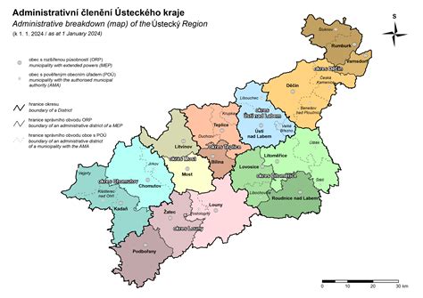 Mapa Ústeckého kraje s vyznačenými lokalitami nabídek pronájmu zahrad