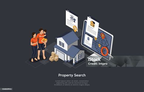 Ilustrace uživatele hledajícího nemovitosti na internetu.