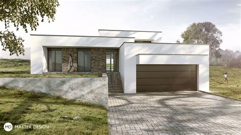 Dvoupodlažní dům ve svahu s moderní architekturou