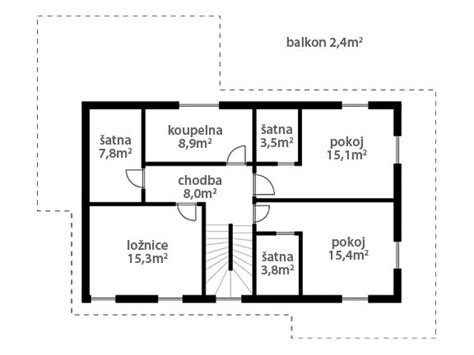 Příklad půdorysu domu 9x9 s podkrovím