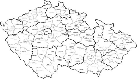 Mapa České republiky s vyznačenými oblastmi s vyšší koncentrací obyvatelstva v okolí velkých měst