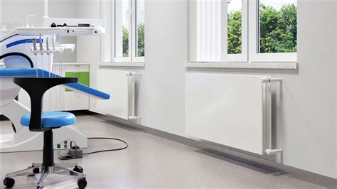 Vizualizace radiátoru RADIK Hygiene s důrazem na hladký povrch a absenci krytů