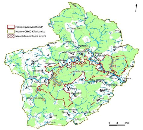 mapa CHKO Křivoklátsko s vyznačenými turistickými cíli