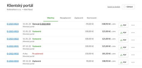 Screenshot rozhraní klientského portálu s formulářem pro zadání servisního požadavku