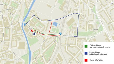 Mapa dopravních omezení na ulici Poděbradské