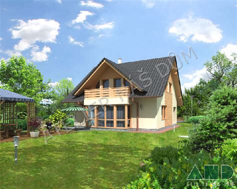 Fasáda rodinného domu Lenka 33 s kombinací omítky a dřevěného obkladu