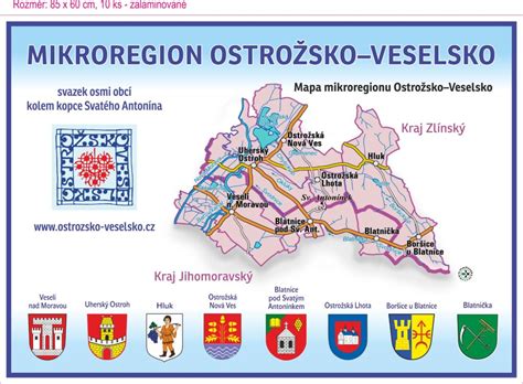 Mapa Mikroregionu Podhostýnsko s vyznačenými obcemi.