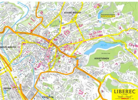 Mapa Liberec s vyznačením ulice Třešňová