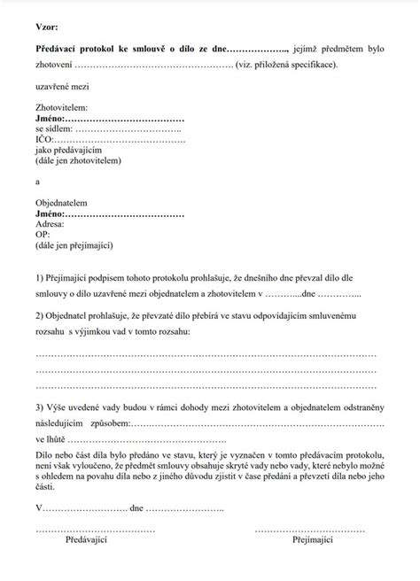 předávací protokol bytu