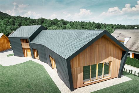 Ilustrace domu s viditelnými společnými částmi jako střecha a fasáda