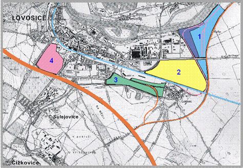 mapa Lovosic s vyznačenou ulicí Vodní