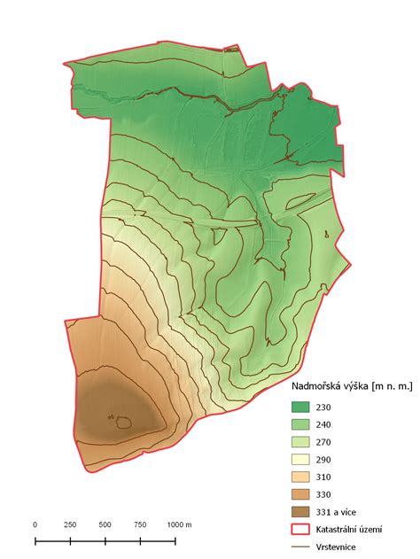 Mapa obce Telecí s vyznačením území řešeného územním plánem.