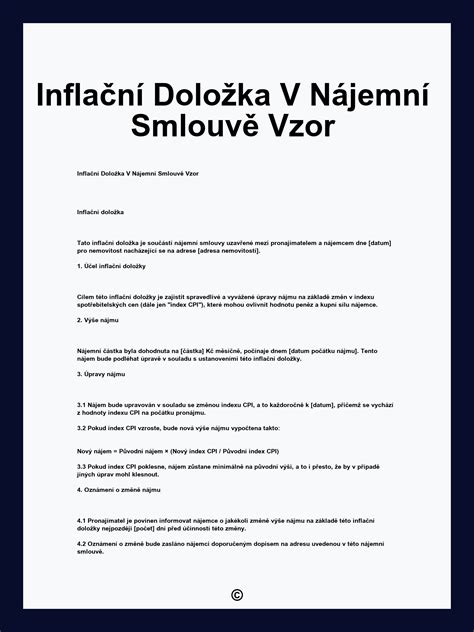 infografika vysvětlující mechanismus fungování inflační doložky v nájemní smlouvě