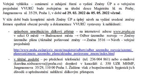 Ukázka titulní strany veřejné vyhlášky k územnímu plánu
