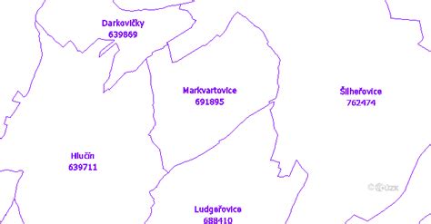 mapa obce Markvartovice s okolím a vyznačením geografické polohy