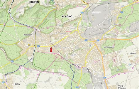 mapa regionu Kladno s vyznačenými obcemi z nabídky