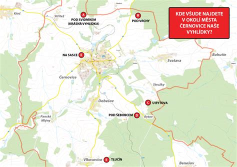 mapa Černovické oblasti s vyznačeným městem Černovice