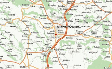 mapa Mladé Boleslavi s vyznačenými lokalitami