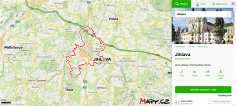 mapa Jihlavy s vyznačením pozemku v lokalitě Sasov a Pančava