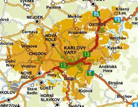 Mapa Karlových Varů s vyznačenými parcelami katastru nemovitostí
