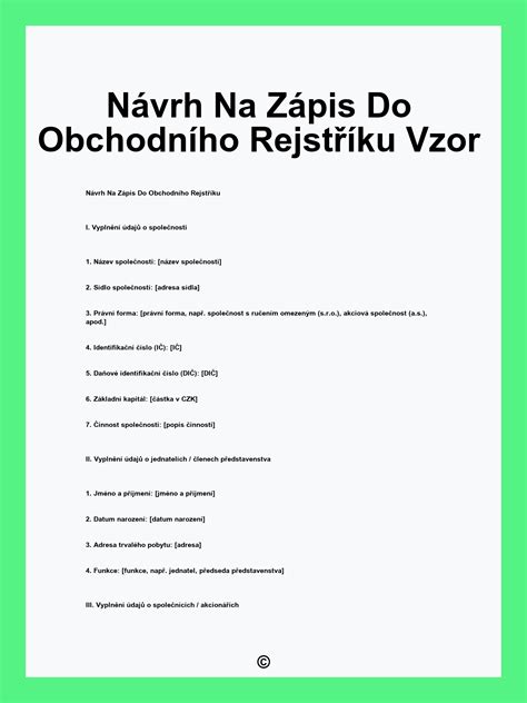 Ilustrace formuláře pro zápis do veřejného rejstříku