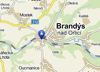 Mapa s vyznačenou lokalitou Brandýs nad Orlicí