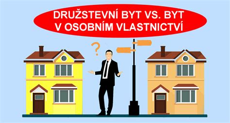 Ilustrační schéma ukazující rozdíl mezi osobním vlastnictvím bytu a vlastnictvím družstevního podílu.