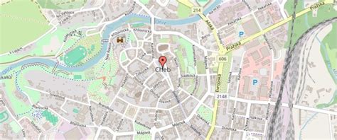 Mapa Chebu s vyznačenými lokalitami
