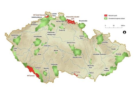 Infografika s přehledem kategorií chráněných území v ČR a jejich základními charakteristikami