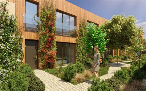 architektonická vizualizace moderního bytového domu v přírodním prostředí