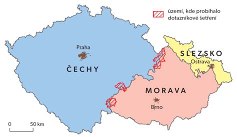 Historická mapa Českých zemí s vyznačenými samosprávnými celky