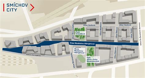 schematické znázornění developerského projektu Smíchov City