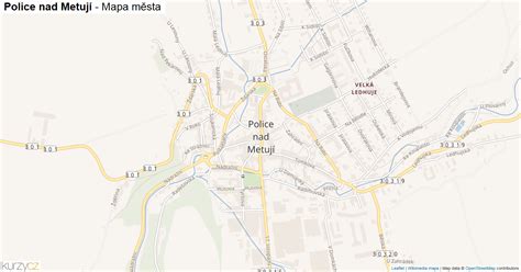 Mapa regionu Police nad Metují s vyznačenými okolními obcemi a přírodními zajímavostmi