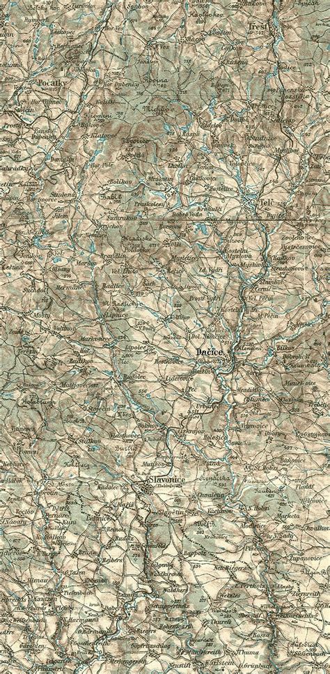 Mapa oblasti Dačic a okolí s vyznačenými klíčovými lokalitami