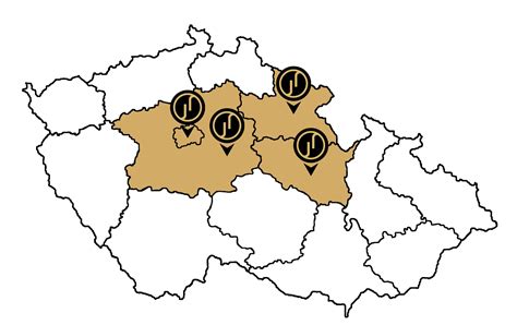 Mapa pokrývající oblast působení realitní kanceláře