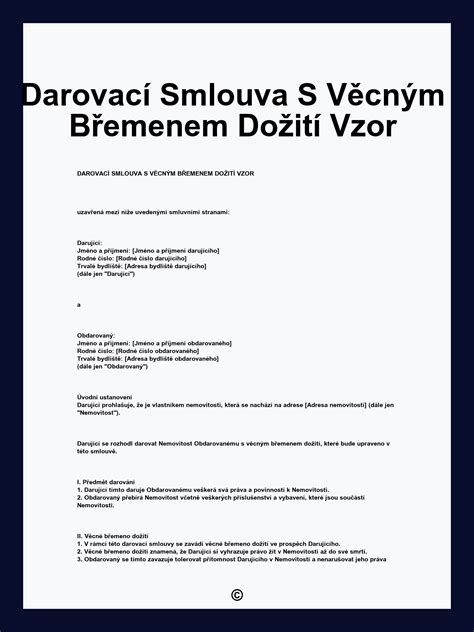 Schéma ochranných prvků v darovací smlouvě