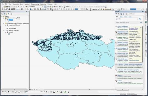 Ilustrace nastavení souřadnicového systému v GIS softwaru