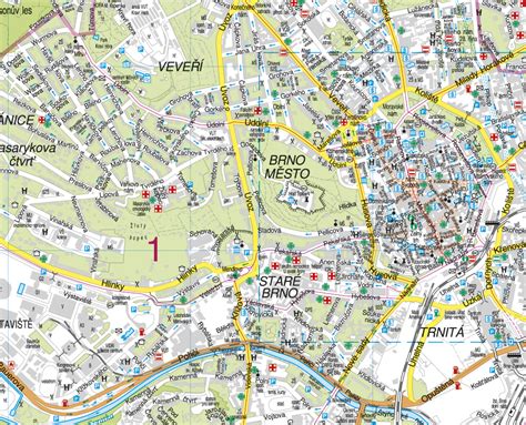Mapa Brna s vyznačenou Masarykovou čtvrtí