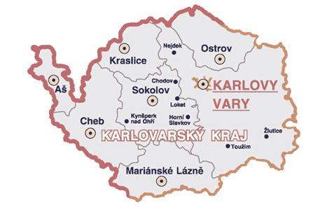 mapa Ostrova a okolí s vyznačením Karlových Varů a Krušných hor