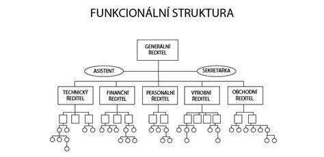 Schéma organizační struktury společnosti s vyznačeným způsobem jednání