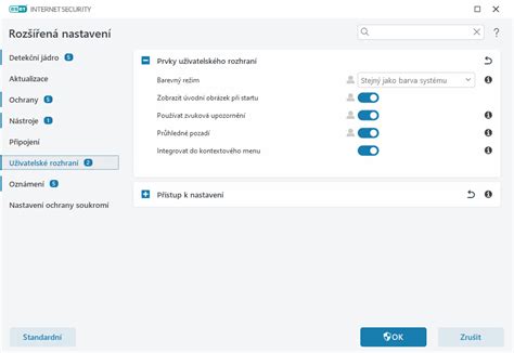 Screenshot uživatelského rozhraní Internet Banky