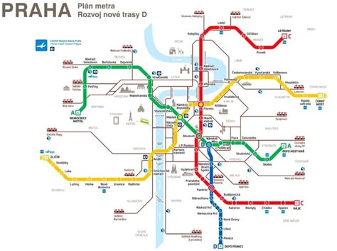 mapa s návrhem okružního metra v Praze